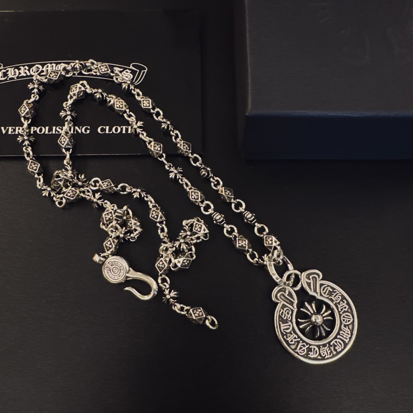 Chrome Hearts Silver Celtic Knot Design Pendant Necklace